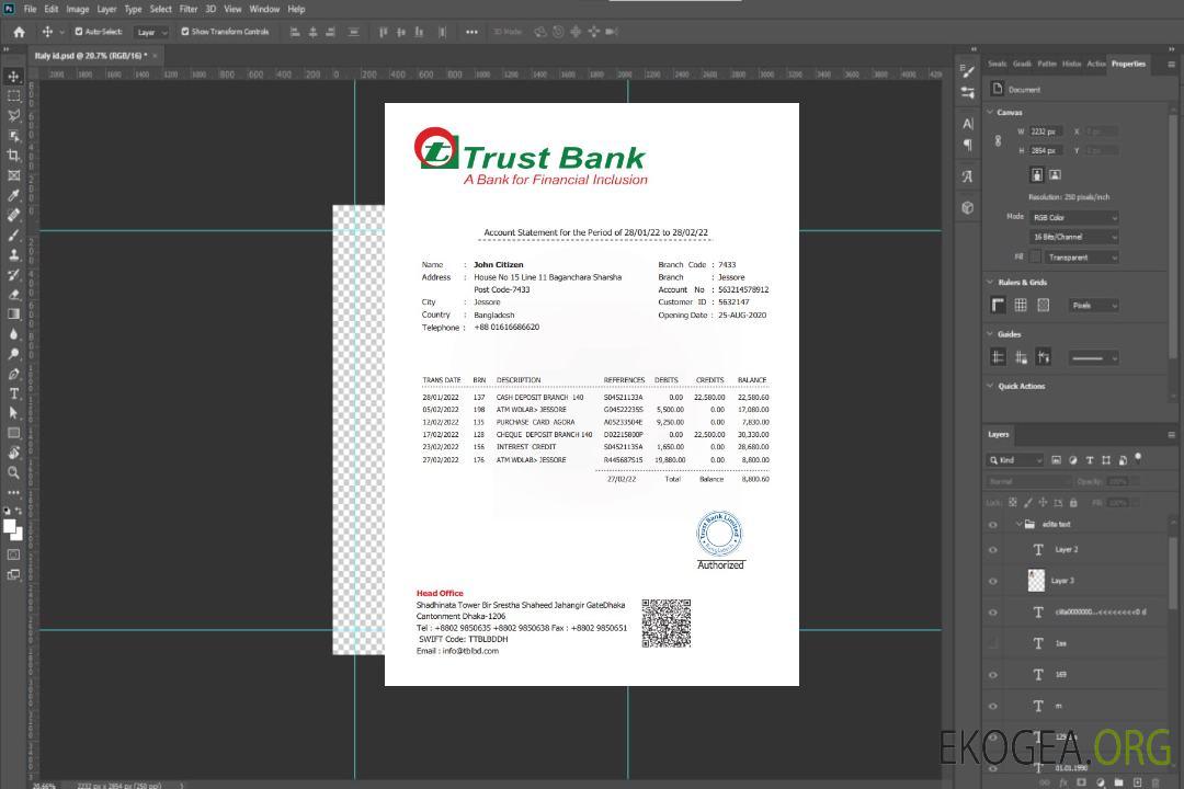 Déclaration de la Bangladesh Trust Bank template Déclaration de la Bangladesh Trust Bank template